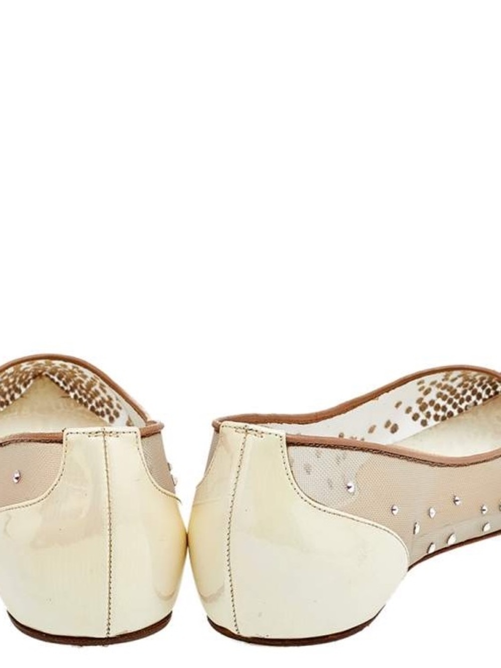 Christian Louboutin Follies Strass Ballet Flats Beige Mesh Leather EU 38.5 - Picture 4 of 12